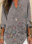 Shawl Collar Half Sleeve Floral Regular Loose Blouse For Women