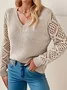Women Wool Plain Long Sleeve Comfy Casual Jacquard Sweater