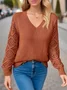 Women Wool Plain Long Sleeve Comfy Casual Jacquard Sweater
