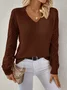Women Wool Plain Long Sleeve Comfy Casual Jacquard Sweater