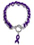 Alzheimer's Disease Electroplated Alloy Chain Rope Braided Love Small Gift Charity Bracelet Purple Ribbon Bracelet