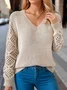 Women Wool Plain Long Sleeve Comfy Casual Jacquard Sweater
