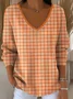 Women Cotton Plaid Long Sleeve Comfy Casual Sweater