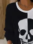 Women Cotton Skull Long Sleeve Comfy Vintage Sweater