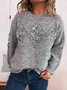 Women Cotton Geometric Long Sleeve Comfy Casual Sweater