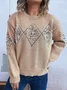 Women Cotton Geometric Long Sleeve Comfy Casual Sweater