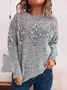 Women Cotton Geometric Long Sleeve Comfy Casual Sweater