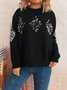 Women Cotton Geometric Long Sleeve Comfy Casual Sweater