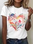 Casual Heart/Cordate Crew Neck Short Sleeve T-shirt