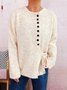 Women Cotton Plain Long Sleeve Comfy Casual Sweater