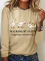 Crew Neck Long Sleeve Animal Regular Medium Elasticity Loose Blouse For Women