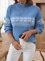 Women Cotton Color Block Long Sleeve Comfy Casual Sweater