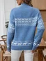 Women Cotton Color Block Long Sleeve Comfy Casual Sweater