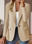 Women Plain Spring/Fall Outerwear Vintage Split Joint Long Sleeve Regular Blazer