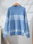 Women Cotton Color Block Long Sleeve Comfy Casual Sweater