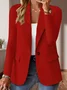 Women Plain Spring/Fall Outerwear Vintage Split Joint Long Sleeve Regular Blazer