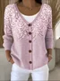 Women Cotton Floral Long Sleeve Comfy Casual Cardigan