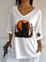 Vintage Cat Crew Neck Three Quarter Sleeve T-shirt