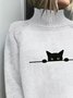 Women Cat Long Sleeve Comfy Casual Sweater