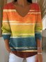 Women Cotton Ombre Long Sleeve Comfy Casual Sweater