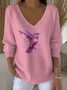 Women Cotton Geometric Long Sleeve Comfy Casual Sweater