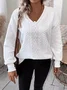 Vintage V Neck Geometric Sweatshirt Jacquard