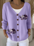 Women Cotton Floral Long Sleeve Comfy Casual Cardigan