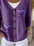 Women Cotton Floral Long Sleeve Comfy Casual Cardigan