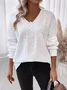 Vintage V Neck Geometric Sweatshirt Jacquard