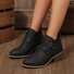 Vintage Plain Slip On Block Heel Classic Boots