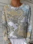 Women Paisley Long Sleeve Comfy Vintage Sweater