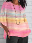 Shawl Collar Half Sleeve Striped Regular Loose Blouse For Women