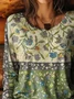 Casual Floral Crew Neck Long Sleeve T-shirt