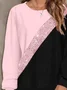 Casual Crew Neck Multicolor Block Sweatshirt Printing