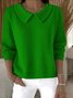 Women Cotton Plain Long Sleeve Comfy Casual Sweater