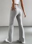 Women Plain Long Elastic Waist Pants Casual Spring/Fall Trousers