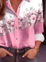 Shirt Collar Regular Sleeve Long Sleeve Floral Buckle Regular Loose Button Up Shirt Shirt For Women