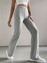 Women Plain Long Elastic Waist Pants Casual Spring/Fall Trousers
