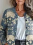 Women Floral Long Sleeve Comfy Vintage Printing Cardigan