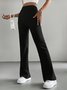 Women Plain Long Elastic Waist Pants Casual Spring/Fall Trousers