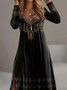 Women Ethnic Geometry Spring/Fall Dress Crew Neck Long Sleeve T-Shirt Dress H-Line Dress