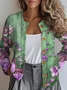 Women Knitted Geometric Long Sleeve Comfy Vintage Cardigan