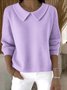 Women Cotton Plain Long Sleeve Comfy Casual Sweater