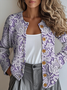 Women 3D Floral Print Long Sleeve Comfy Vintage Cardigan
