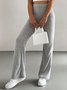 Women Plain Long Elastic Waist Pants Casual Spring/Fall Trousers