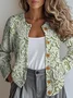 Women 3D Floral Print Long Sleeve Comfy Vintage Cardigan