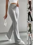 Women Plain Long Elastic Waist Pants Casual Spring/Fall Trousers
