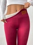 Women Comfortable fleece Plain Casual Winter Soft Long Leggings
