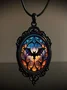 Vintage Gothic Halloween Bat Witch Pendant Necklace