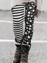 Women Striped Vintage All Season Long Leggings